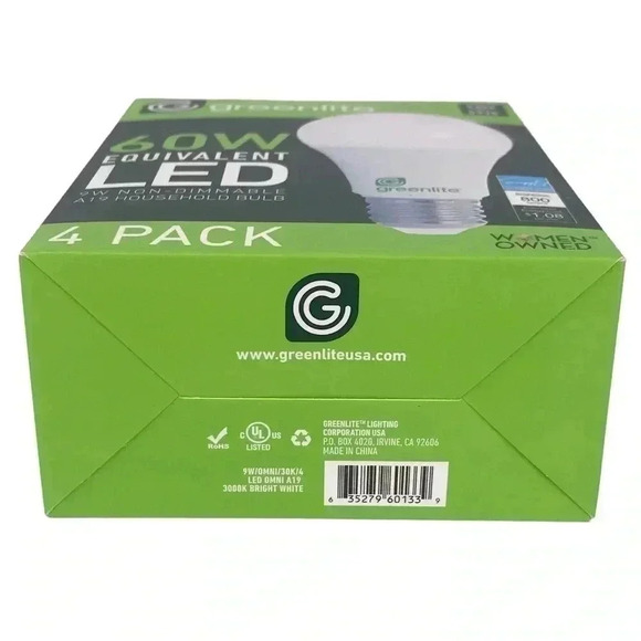 16 BULBS 4–PACK GREENLITE 60 WATT EQUIVALENT NON DIMMABLE A19 LED LIGHT BULBS - Picture 5 of 10
